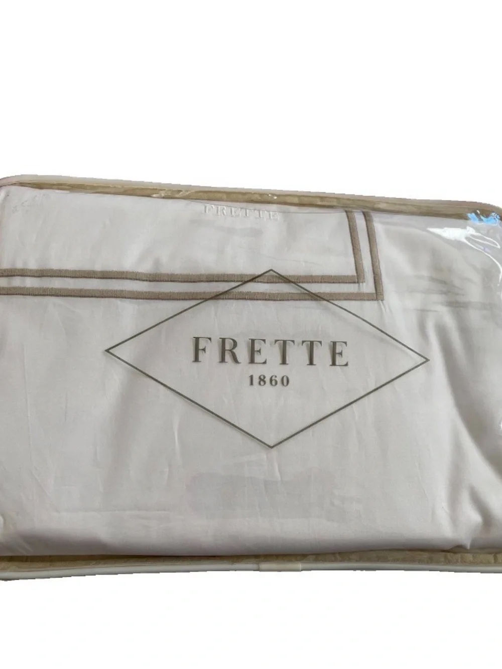 FRETTE HOTEL BIANCO C/BOURDON QUEEN DUVET COVER WHITE/GOLD 91x91